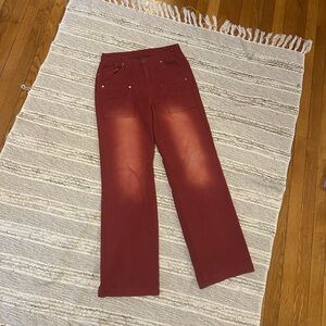 Red Wide-Leg Jeans